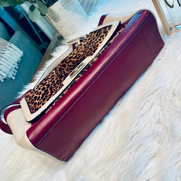 COACH Legacy Colorblock Ocelot Haircalf Flap Carryall in Aubergine/Multi - NWT!